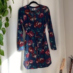Dress / size S / navy with floral pattern